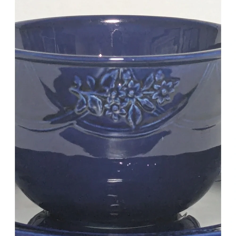 Jay Willfred Andrea‎ by Sadek Cobalt Blue Cup & Saucer (2) Floral Motif Portugal
